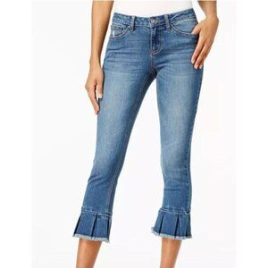 Earl Jeans Pleat Hem Skinny Capri Pedal Pushers Blue Jeans Size 6